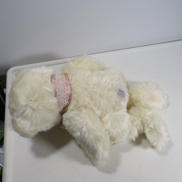 White Soft Bear with Pink Wired Ribbon & Lace Bow Valentine's Gift - Picture 3 of 11